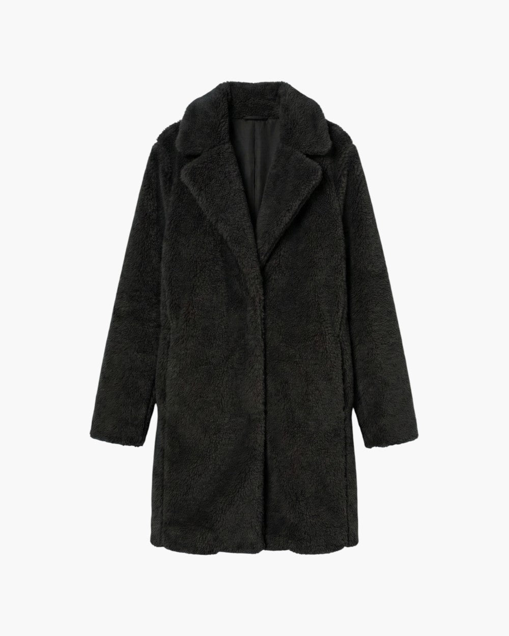 Longline teddy coat with notched collar