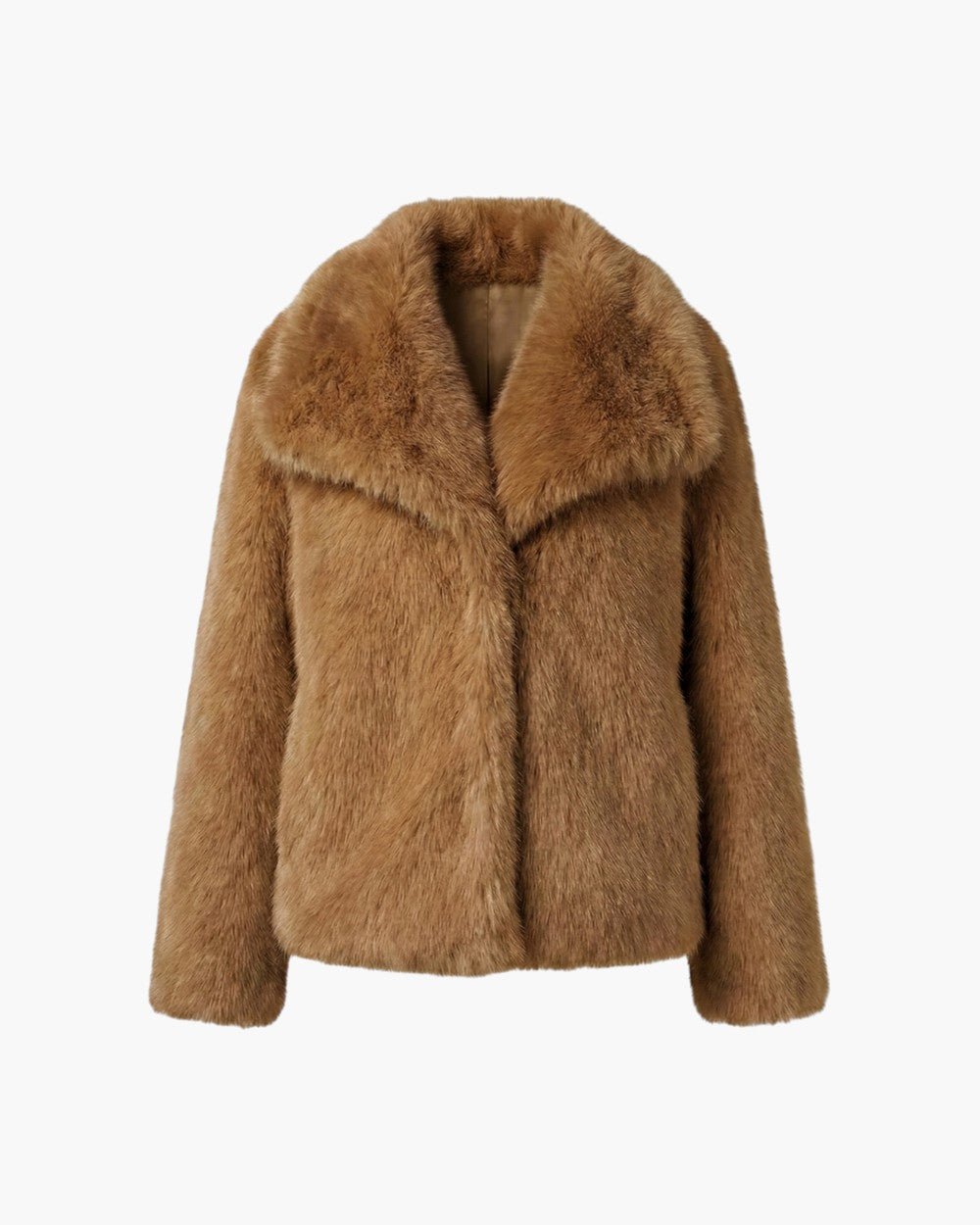 Relaxed fit faux fur jacket wide collar