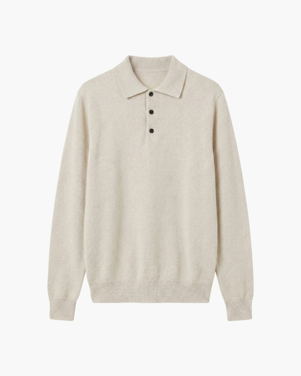 Long-Sleeve Knitted Polo Shirt Wool