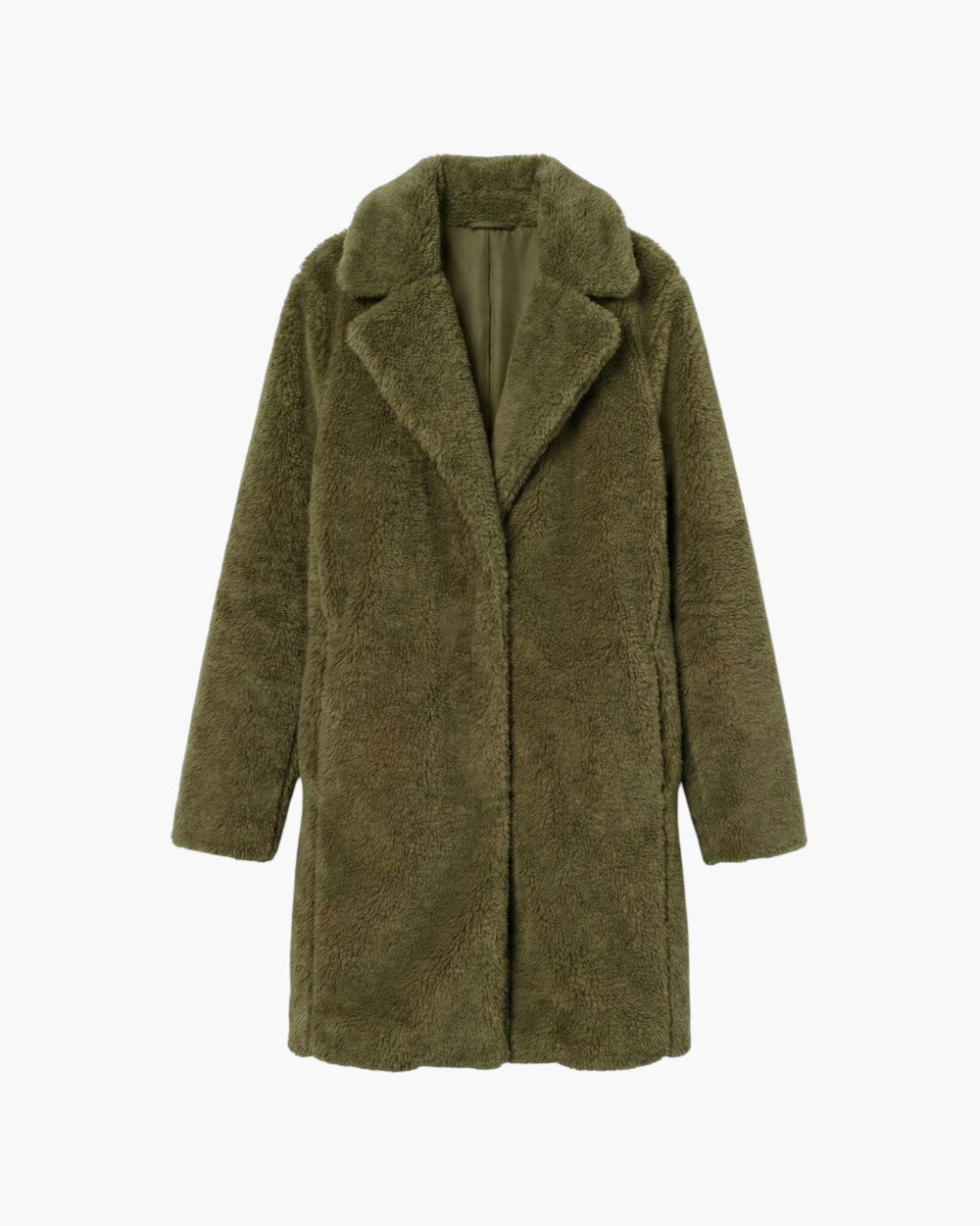 Longline teddy coat with notched collar