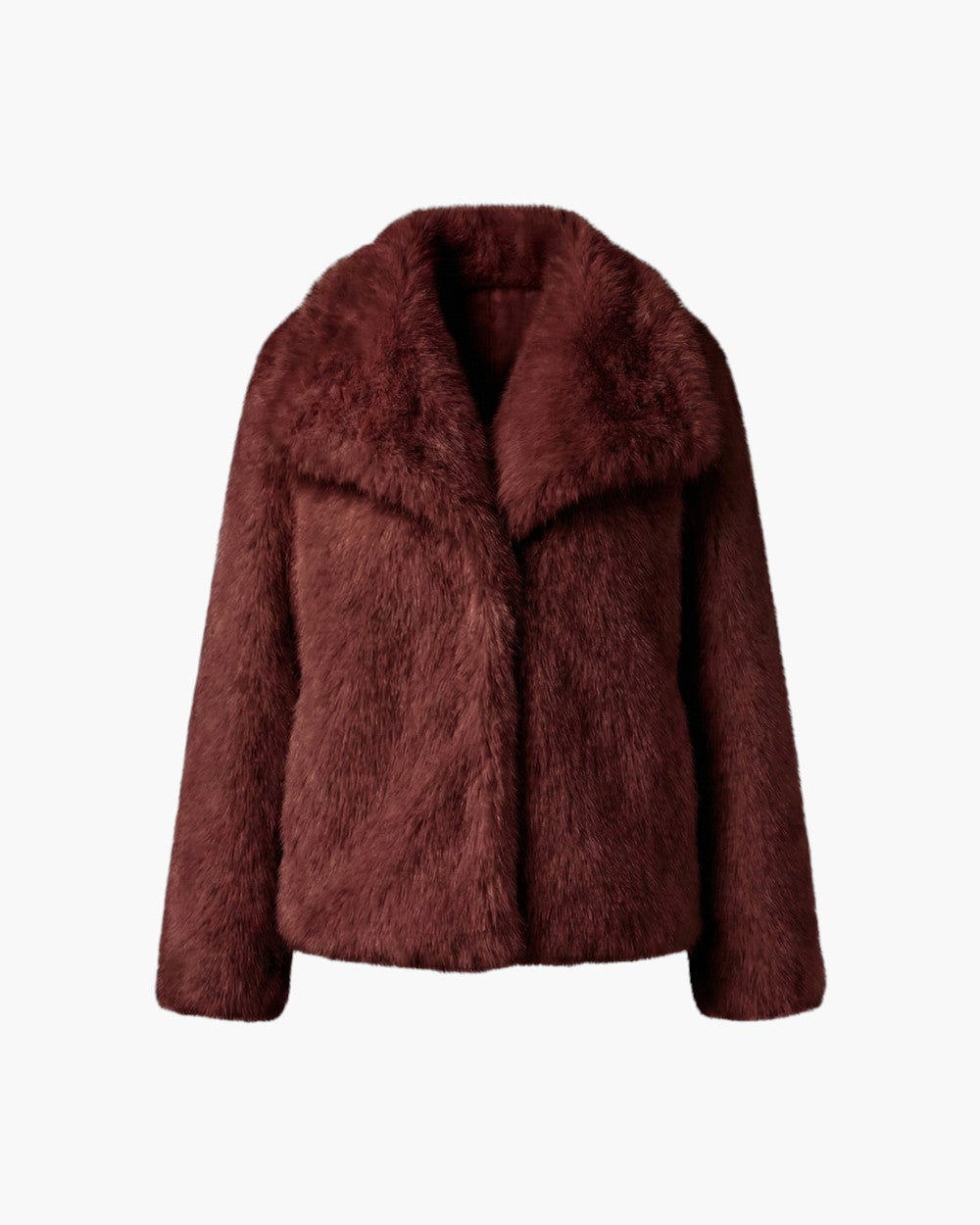 Relaxed fit faux fur jacket wide collar
