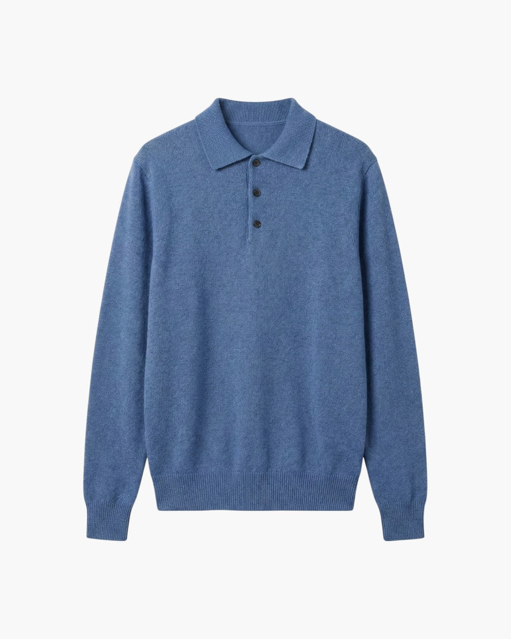 Long-Sleeve Knitted Polo Shirt Wool