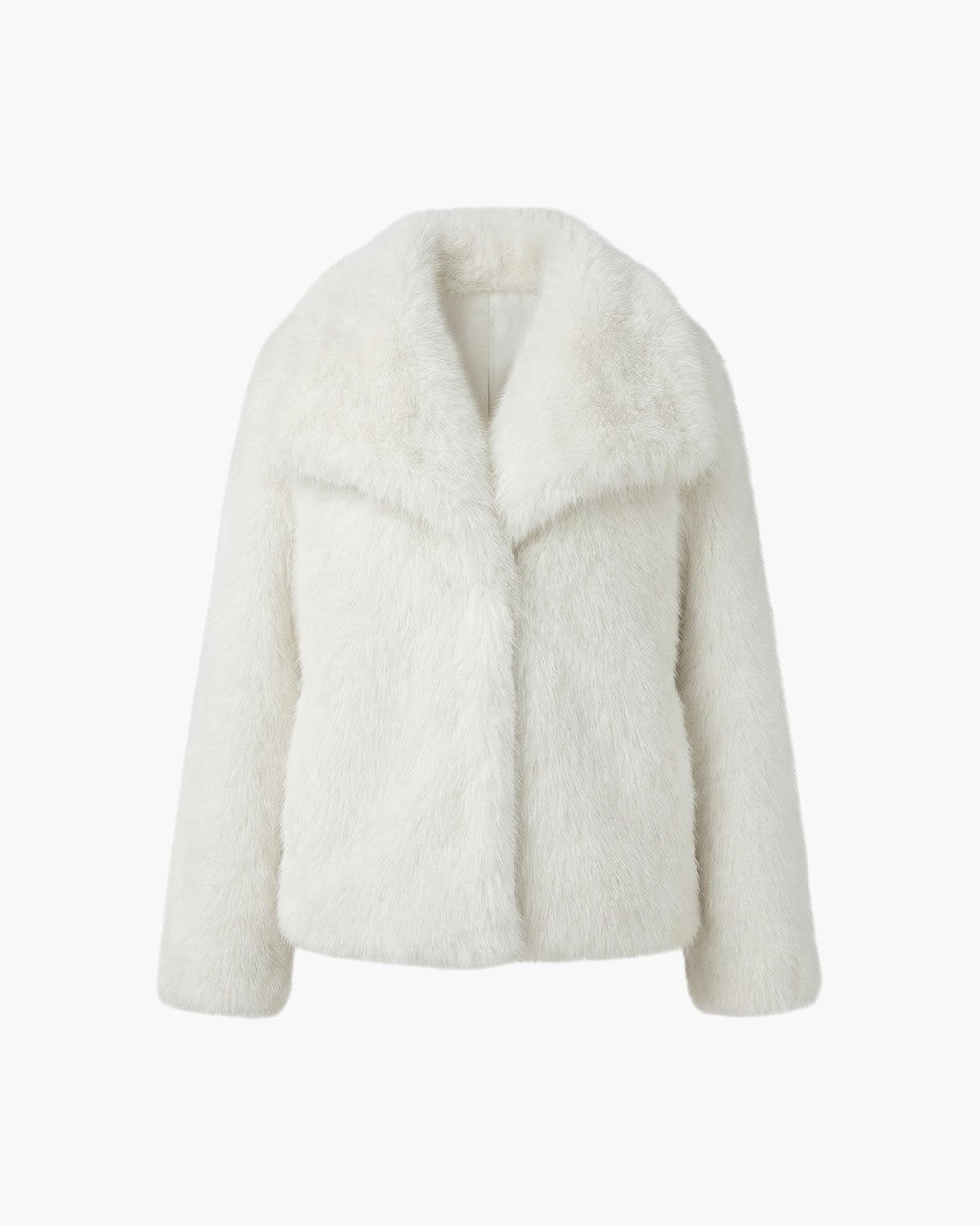 Relaxed fit faux fur jacket wide collar
