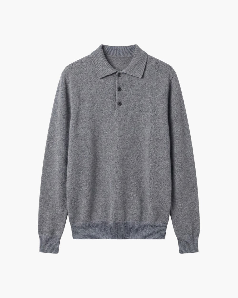 Long-Sleeve Knitted Polo Shirt Wool